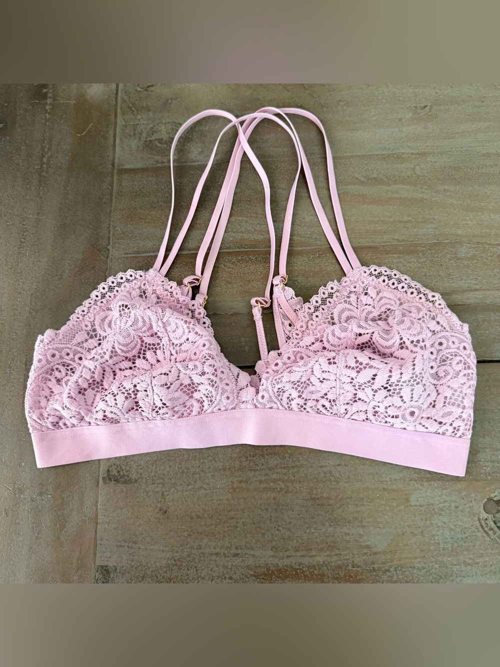 Aerie Floral Lace bralette Light Pink Sz Med Preowned